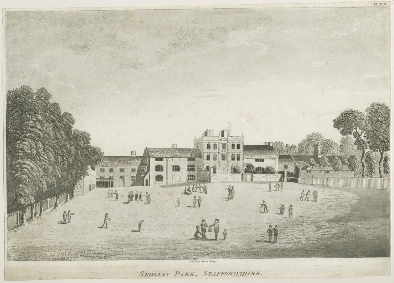 Sedgley Park School: akvatintgravering, nd [c 1797] (trykk) av School English