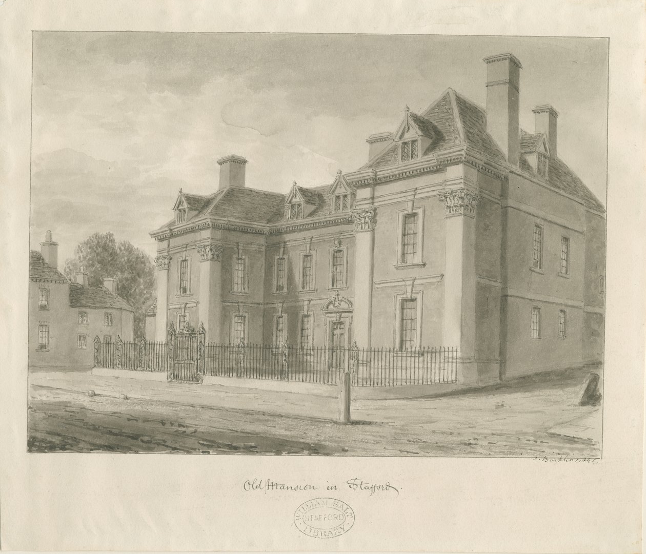 Staffordshire Hall: akvarellmaling av School English