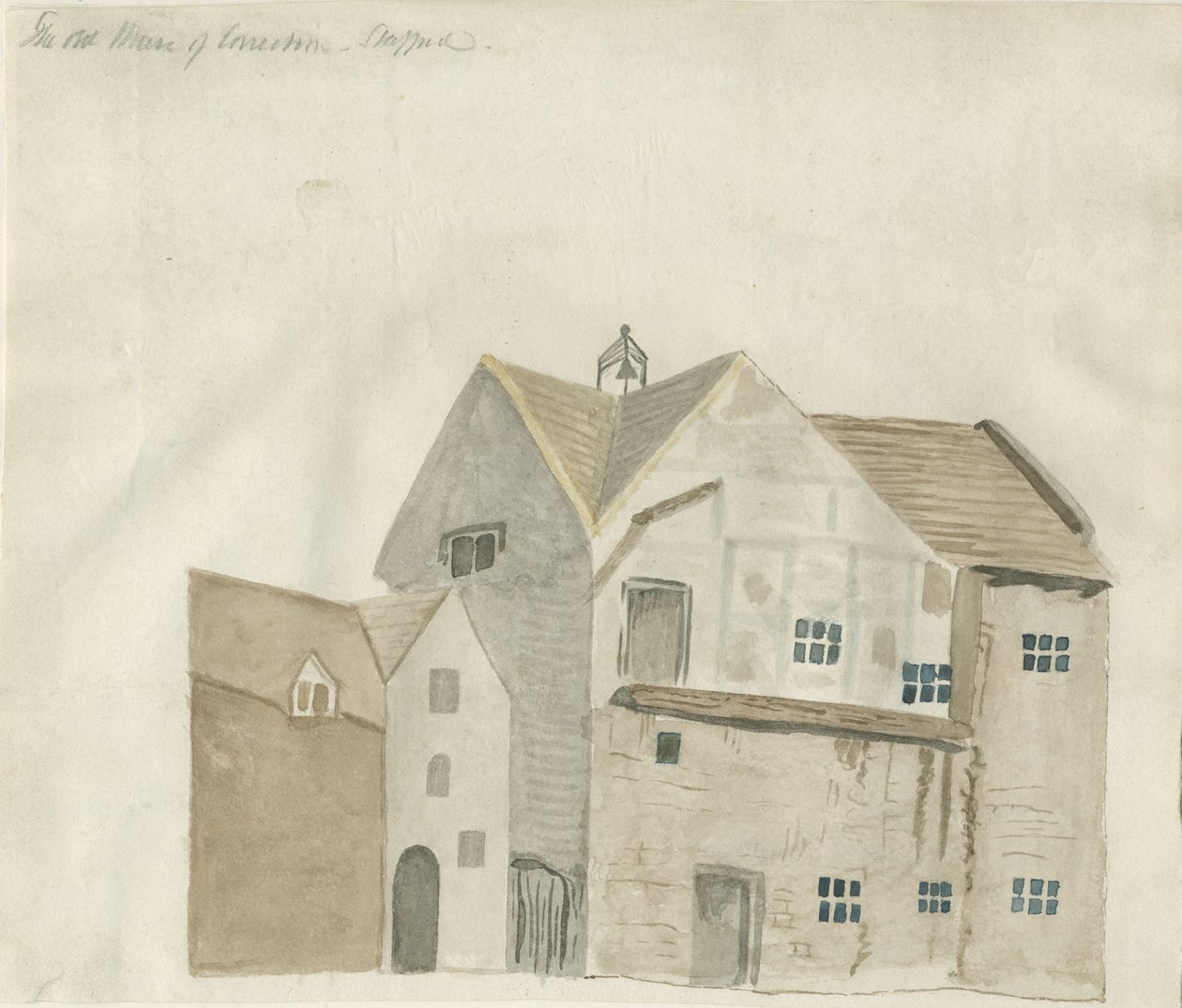 Stafford - The Old House of Correction: akvarellmaleri og [?tidlig 1800-tall] (maleri) av School English