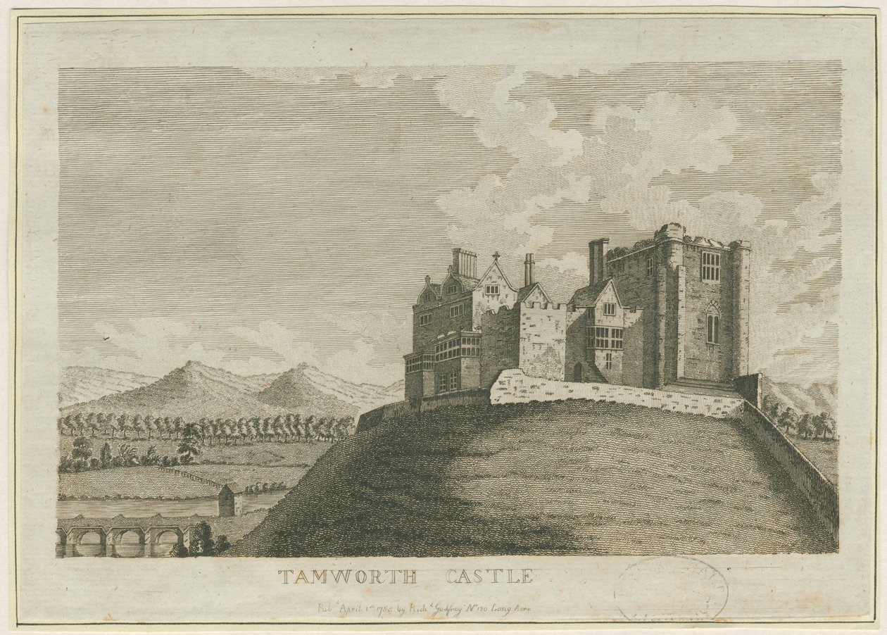 Tamworth Castle: gravering, nd [c 1788] (trykk) av School English