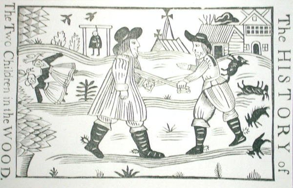 The History of the Two Children in the Wood, fra en samling kapittelbøker om esoterica, c14th-c17th (tresnitt) av School English