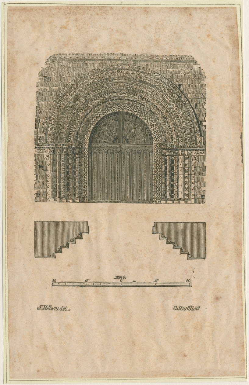 Tutbury Priory Church - West Doorway: tresnittsgravering, nd [?begynnelsen av 1800-tallet] (trykk) av School English
