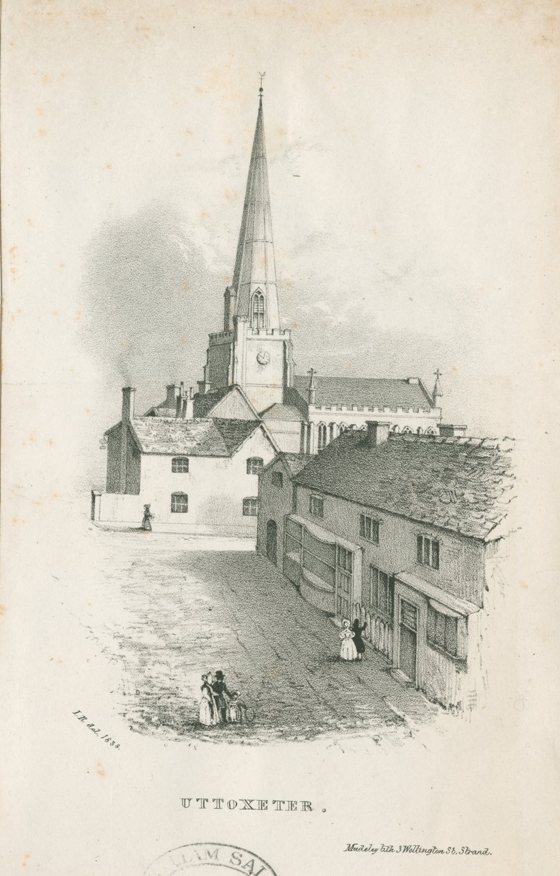 Uttoxeter kirke - litografi av School English