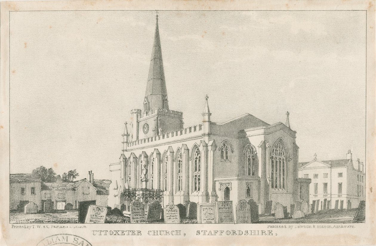 Uttoxeter Church [Ny]: litografi, nd [c 1839] (trykk) av School English