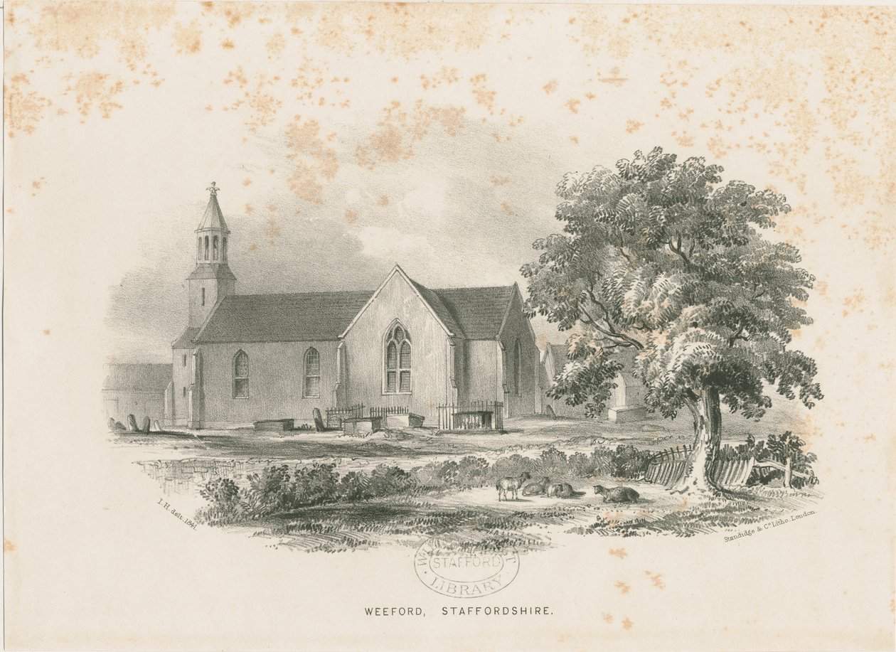 Weeford kirke: litografi av School English