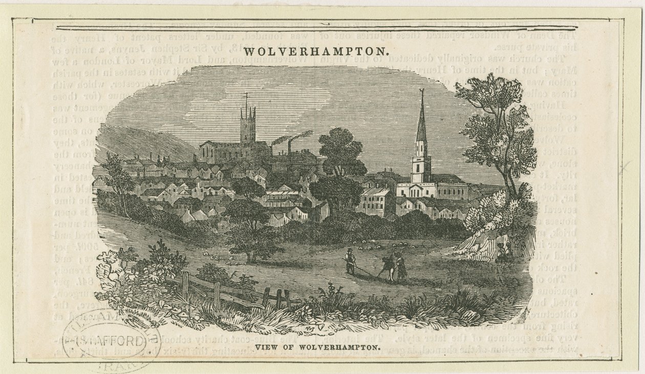 Wolverhampton - Fjernsyn [fra Penn Road]: tresnittgravering, nd [1800-tallet] (trykk) av School English