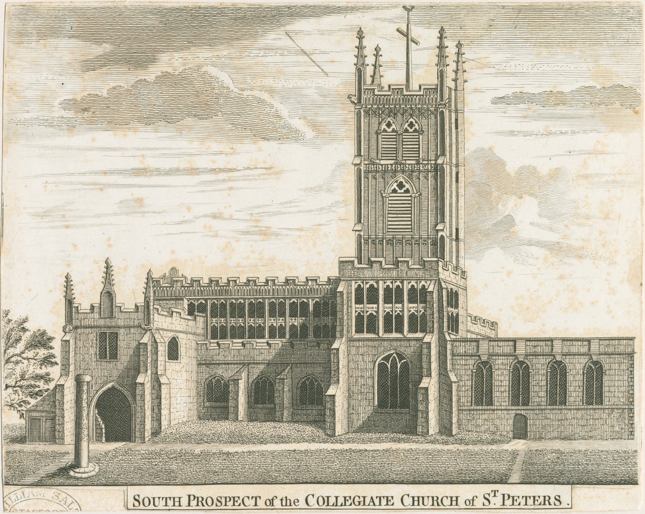 Wolverhampton - St. Peters kirke: kobberplategravering, nd [c 1750] (trykk) av School English