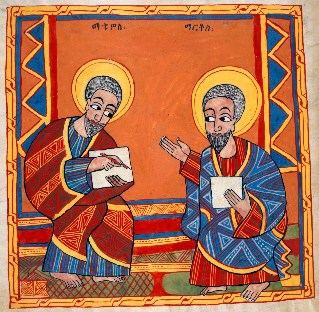 Eller. 481, f.125v Bilde av St. Lukas og St. Johannes evangelistene, fra 