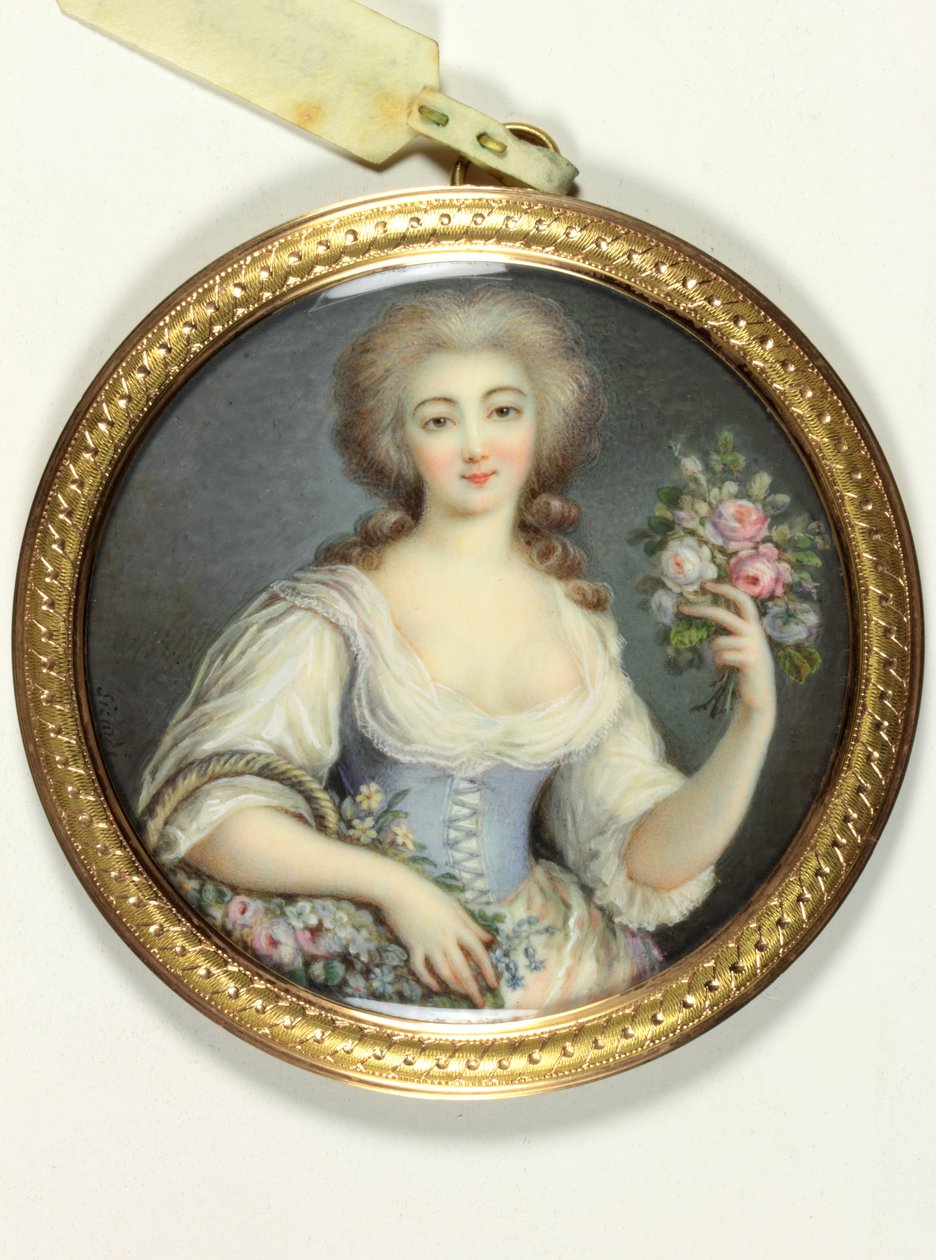 En dame som heter Jeannette Lollier (emalje) av School French