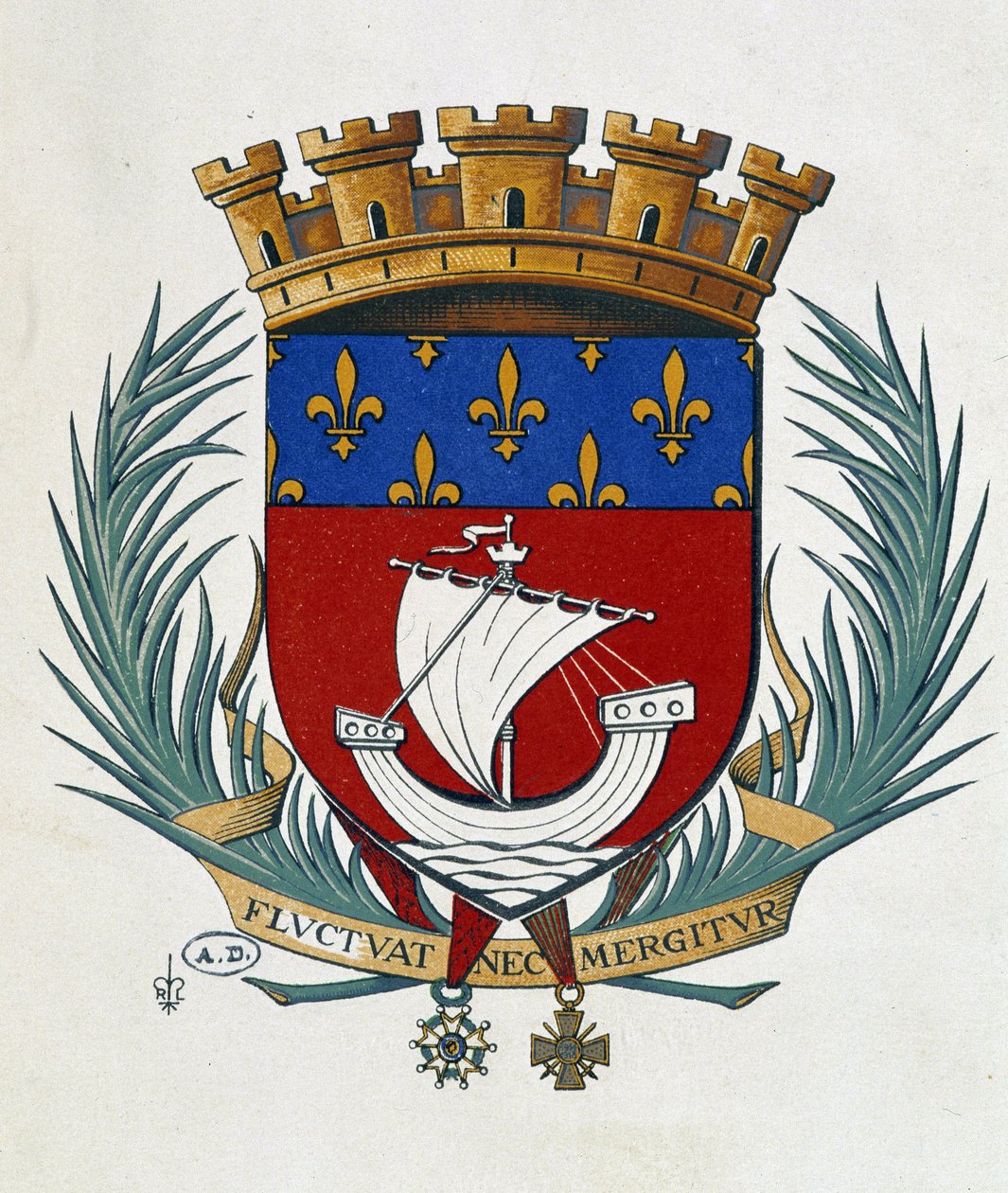 Blazon of Paris "Kaster og synker" av School French