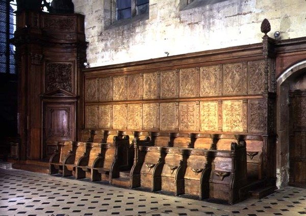 Korboder fra 1300-tallet, med panel fra 1500-tallet (tre) av School French
