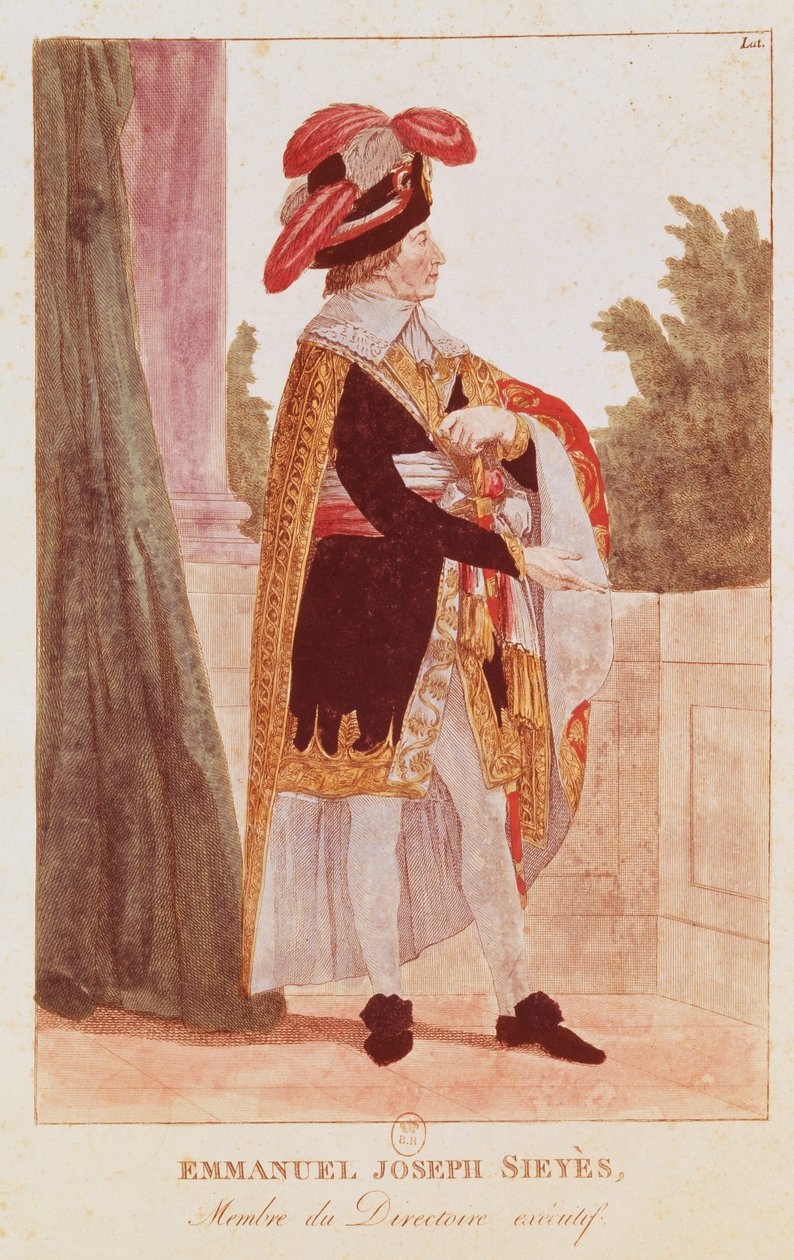 Emmanuel Joseph Sieyes (1748-1836) 1700-1800-tallet (farget gravering) av School French