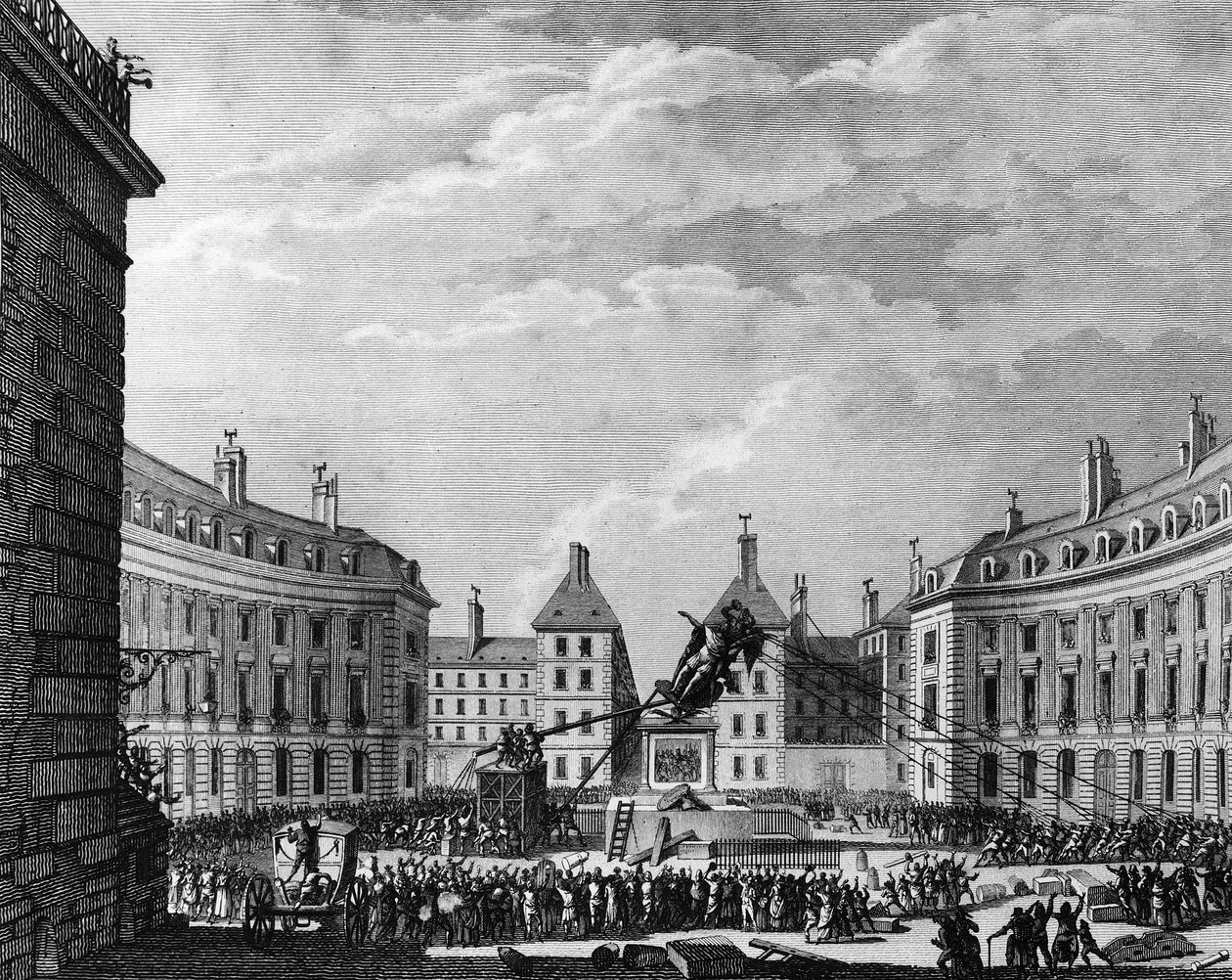 Den franske revolusjonen: Statuen av kong Ludvig XIV ble skutt ned for seire i Paris 11 av School French