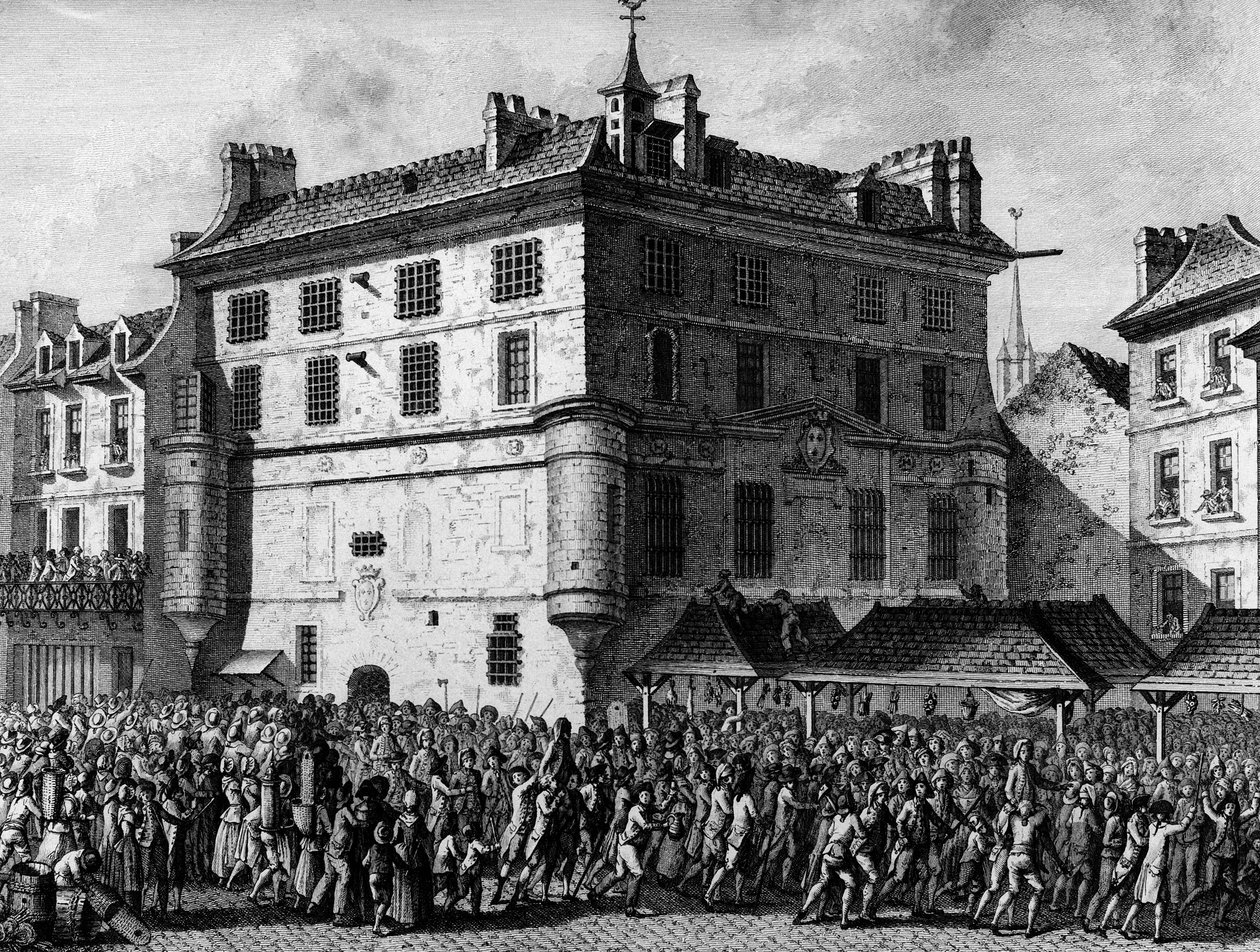 Den franske revolusjonen: Folket til de franske vaktene i fengselet til Saint Germain des Pres-klosteret i Paris 30. juni av School French