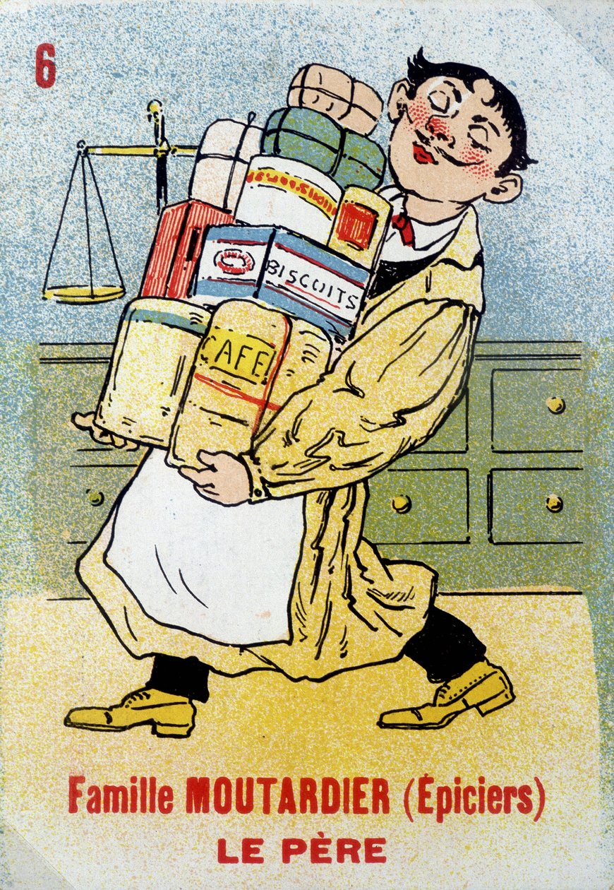 Game of the Seven Families: Faren til Mustard Family (Grocers). Jouier Card Museum, Issy-les-Moulineaux. av School French