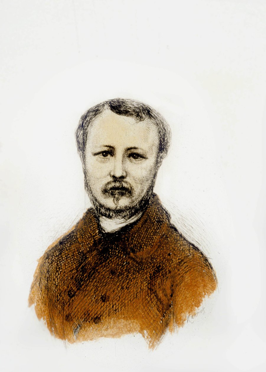 Gerard de Nerval (fargegravering) av School French