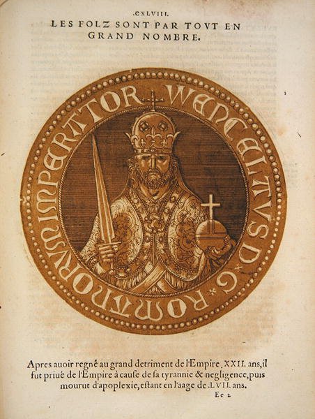Den hellige romerske keiser Wenceslaus av Böhmen (farge litho) av School French