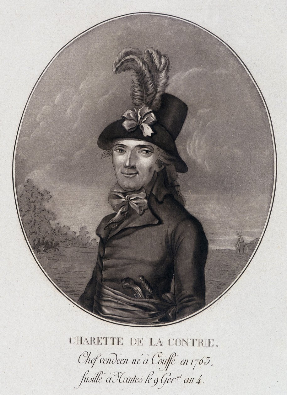 Medaljongportrett av Francois Athanase (Francois-Athanase) Charette de la Contrie, Vendéen-sjef av School French