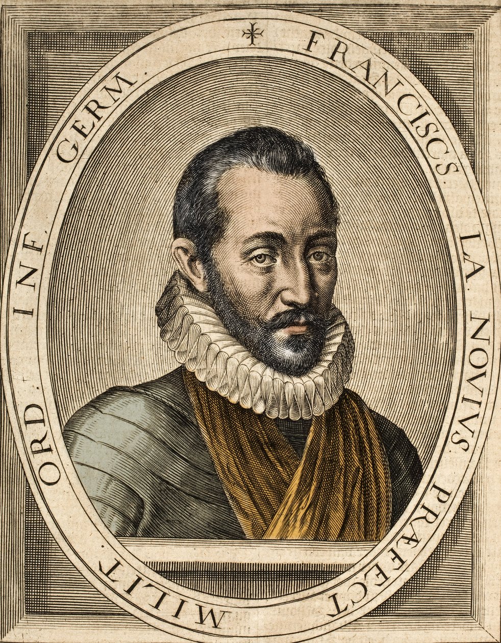 Portrett av Francois de La Noue (1531-1591), forfatter av franske politiske og militære taler - Francois de la Noue kalt Bras-de-Fer (jernarm) av School French