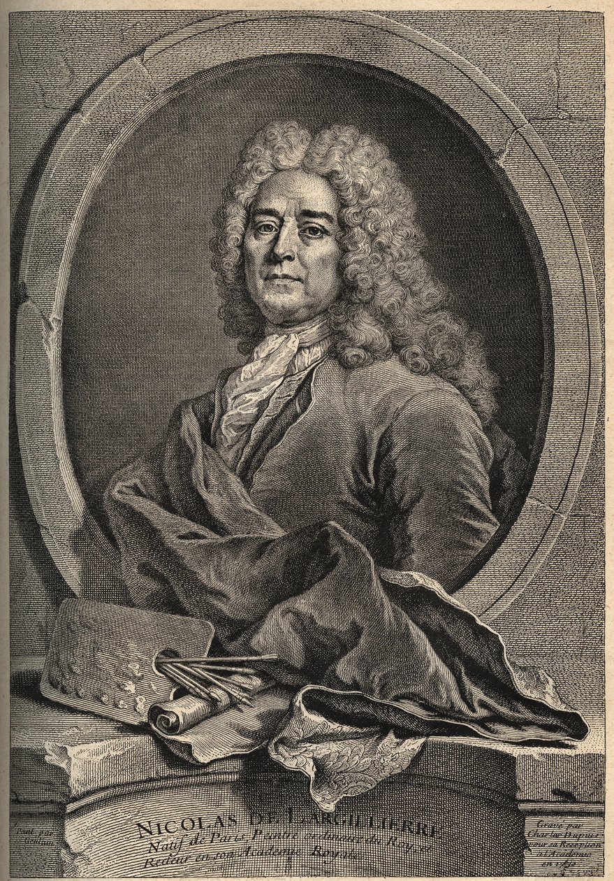 Portrait of Nicolas de Largillierre (Largillier) (1656-1746) French painter engraving by Dupuis after the painting by Gueuslain av School French