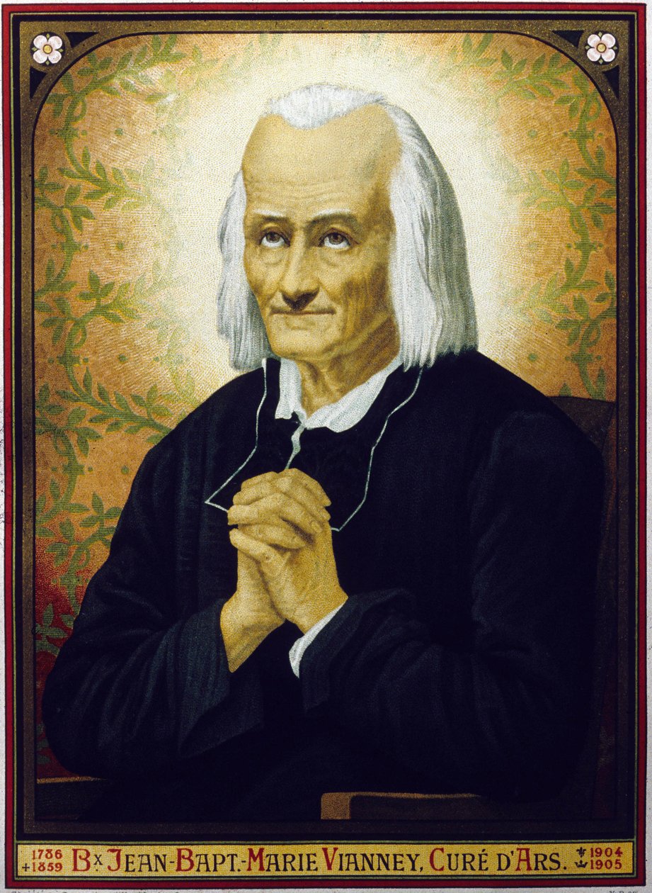 Saint Jean Baptiste Vianney (farge litho) av School French