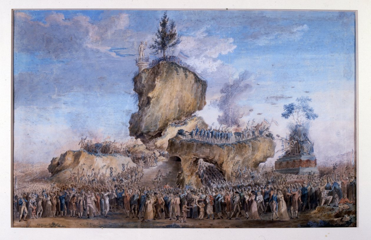Kulten av det øverste vesen, en form for deisme etablert av Maximilien Robespierre (trykk) av School French