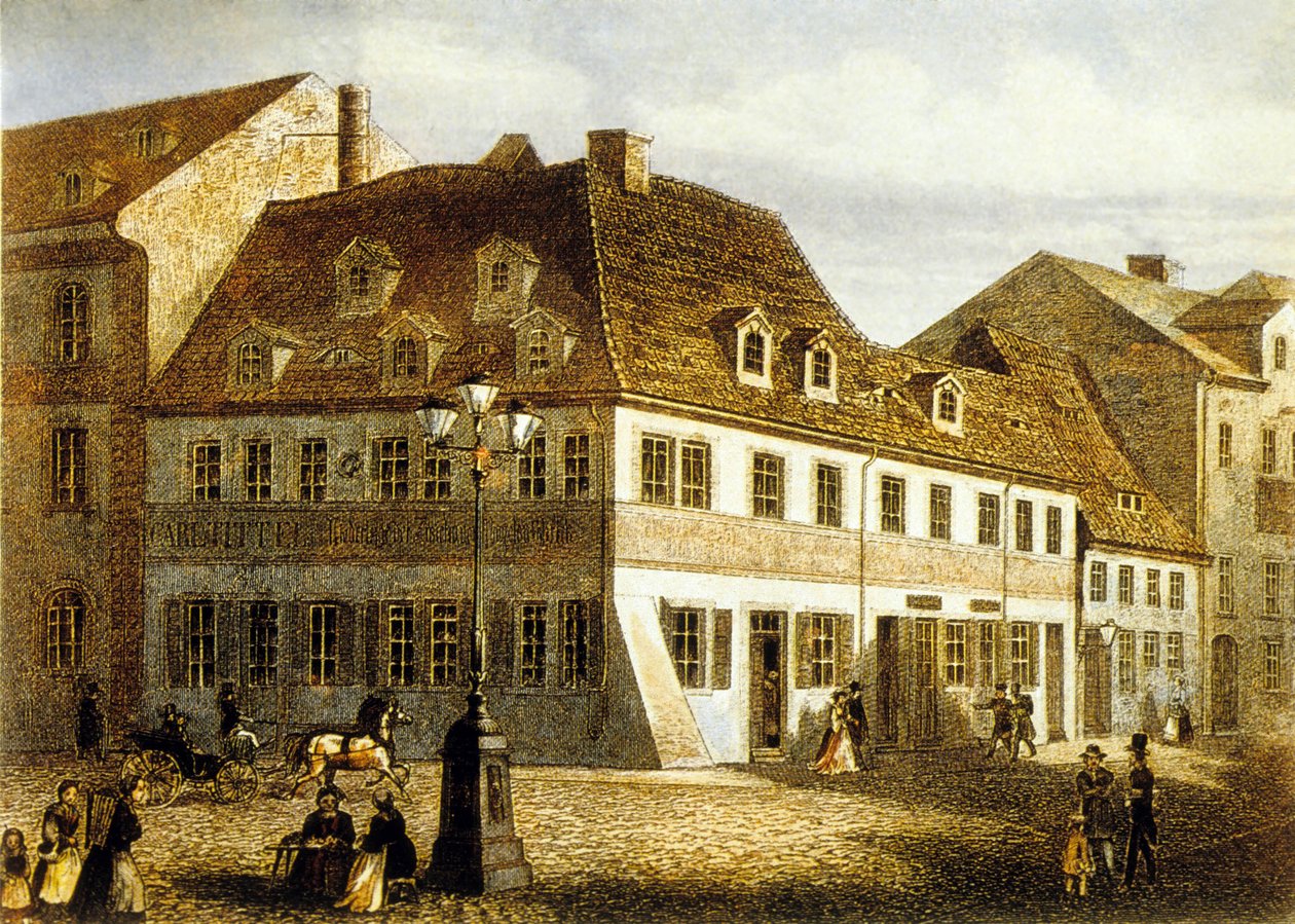 Fødested til komponist Robert Schumann i Zwickau, Sachsen (fargegravering) av School German