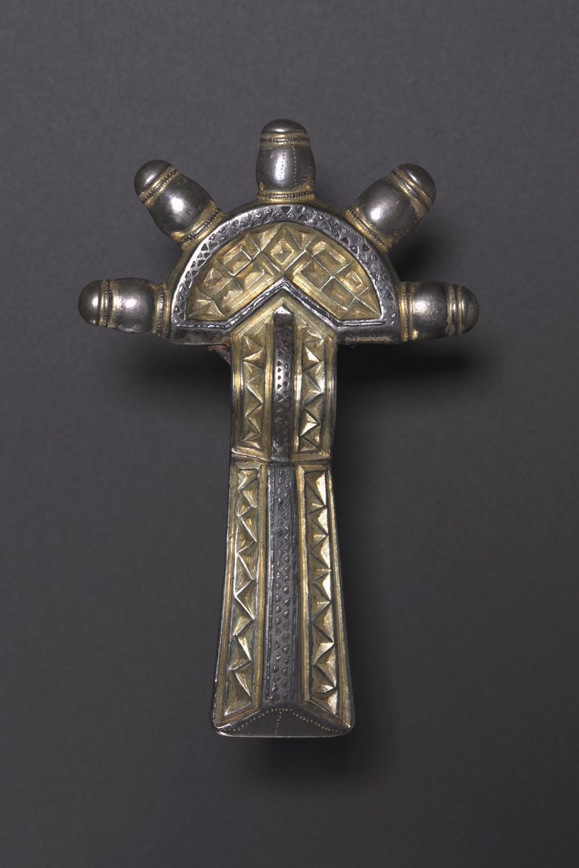 Sløyfefibula, Alemannic, 500-550 (forgylt sølv og niello) av School German