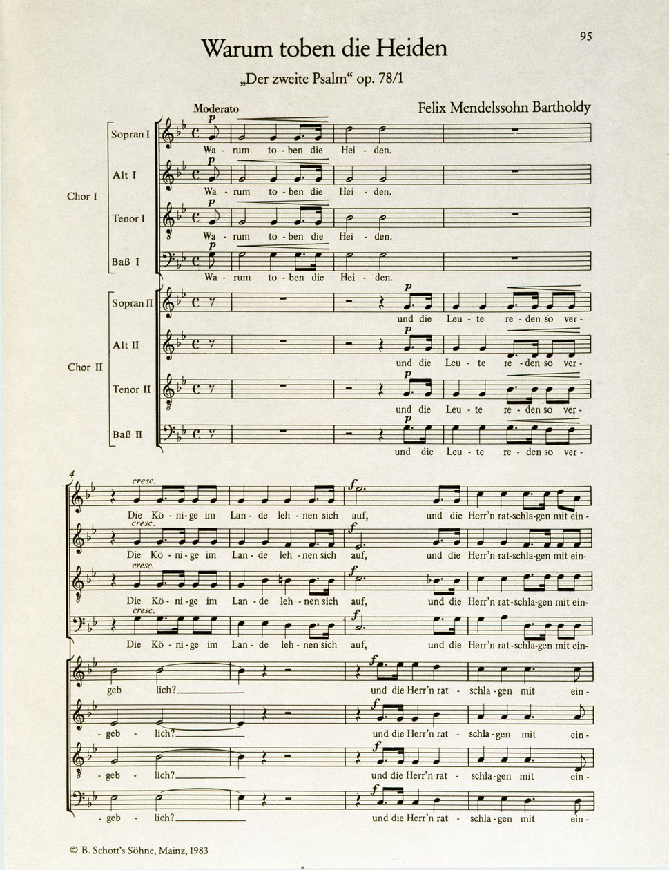 "Hvorfor raser hedningene" andre salme, op.38, av Felix Mendelssohn (litho) av School German