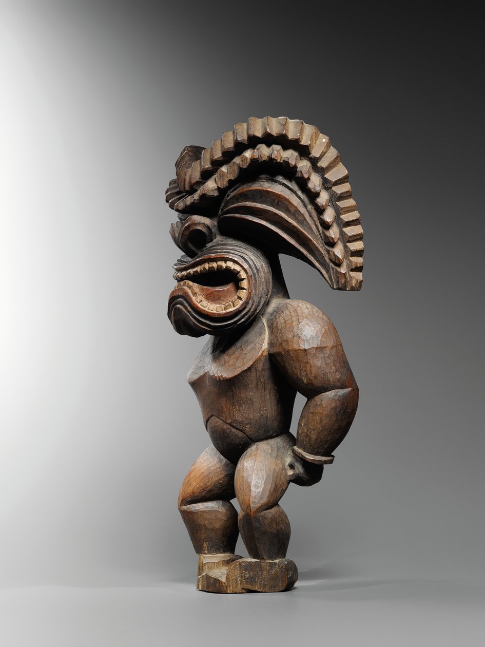 Hawaiisk figur, kona-stil, som representerer krigsguden, ku ka ’ili moku, ca. 1780-1820 (tre) av School Hawaiian