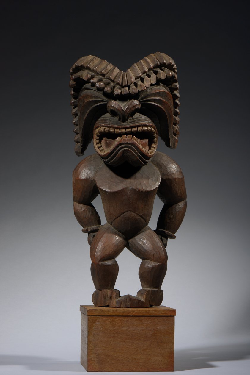 Hawaiisk figur, kona-stil, som representerer krigsguden, ku ka ’ili moku, ca. 1780-1820 (tre) av School Hawaiian