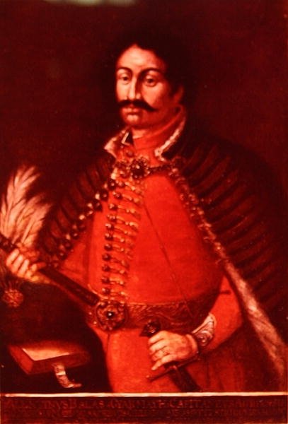 Balassa Balint (1554-94) (litho-farge) av School Hungarian