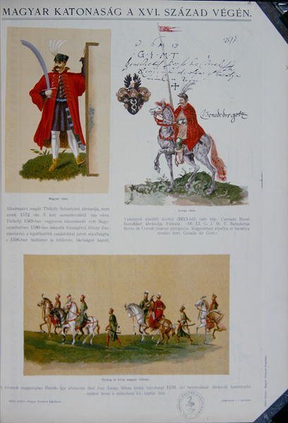Ungarske soldater fra slutten av det sekstende århundre (farge litho) av School Hungarian