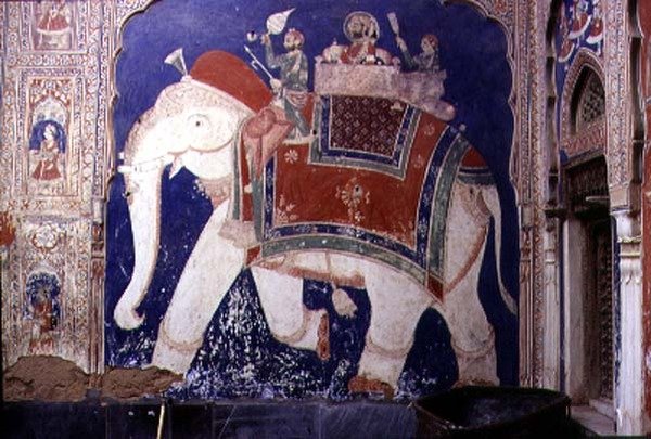Elefant (veggmaleri) av School Indian