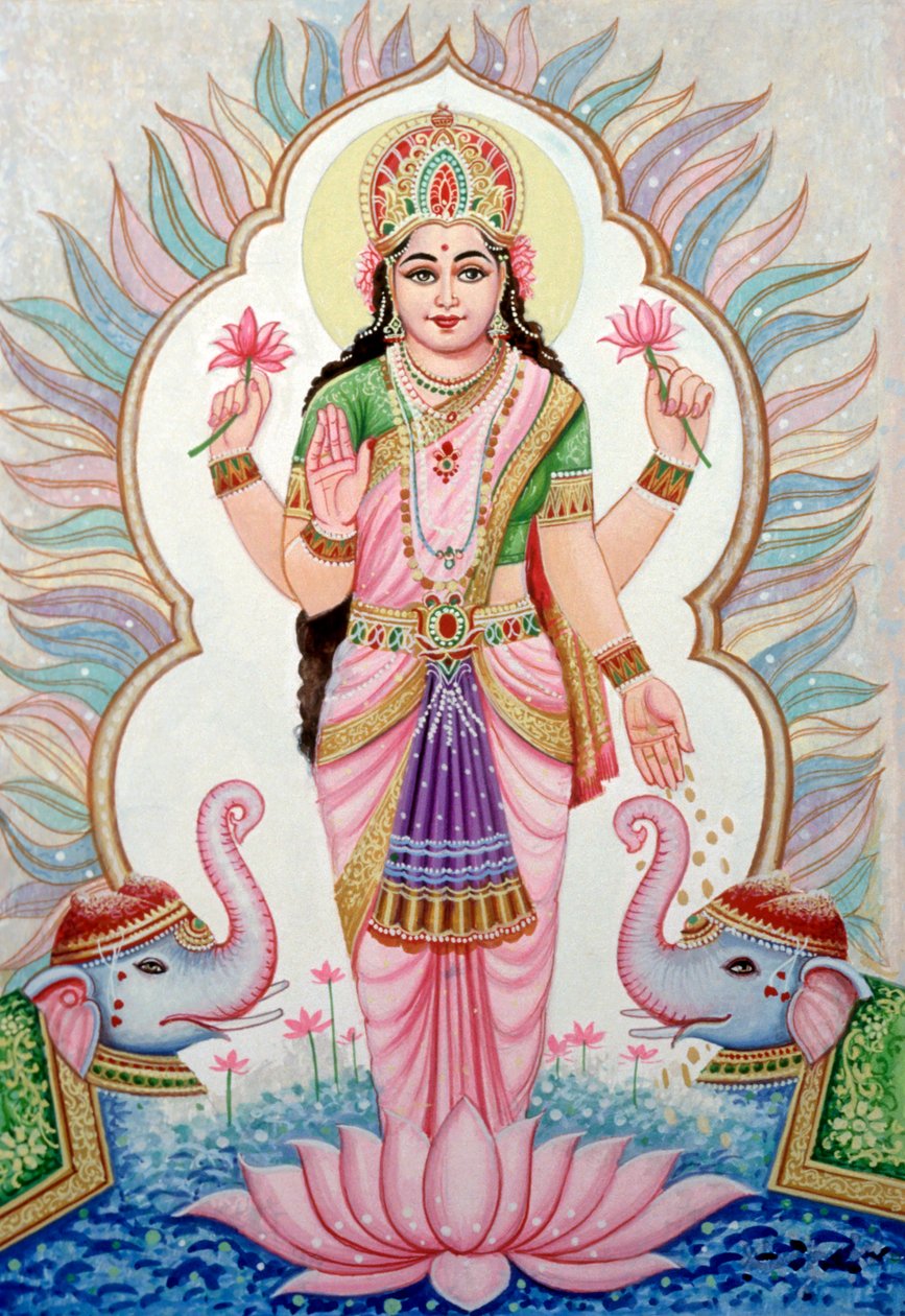 Miniatyrmaleri av gudinnen Laxmi, India av School Indian