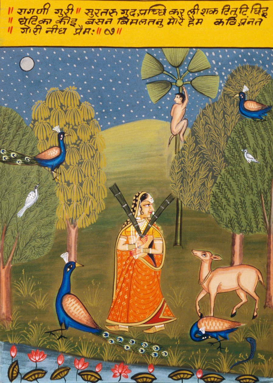 Miniatyrmaleri på papir, Ragini Guri, Nathdwara School av School Indian
