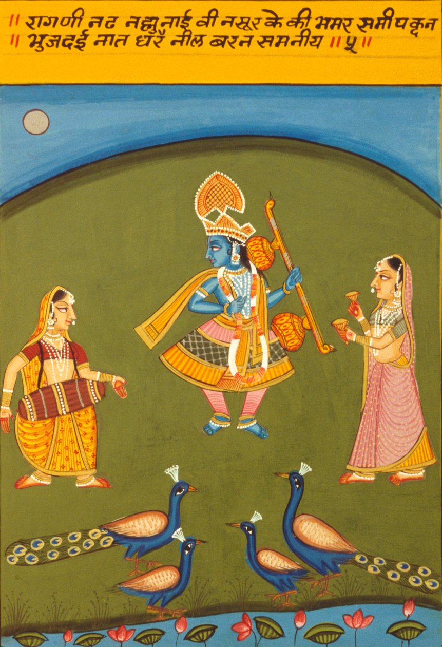 Miniatyrmaleri på papir, Ragini N Ad, Natnaltdwara School av School Indian