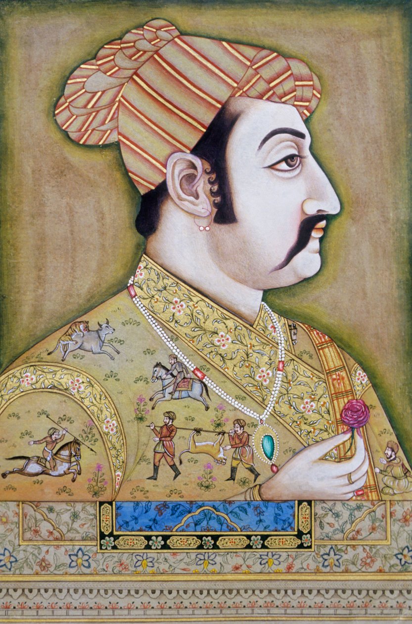 Mogul miniatyrmaleri av Akbar av School Indian