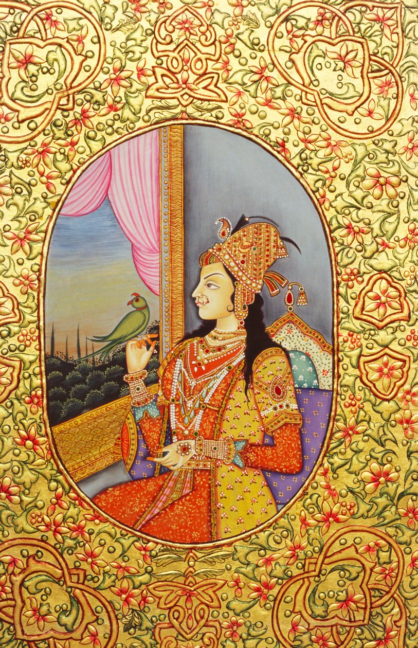 Mughal Princess Mumtaz Mahal miniatyrmaleri av School Indian