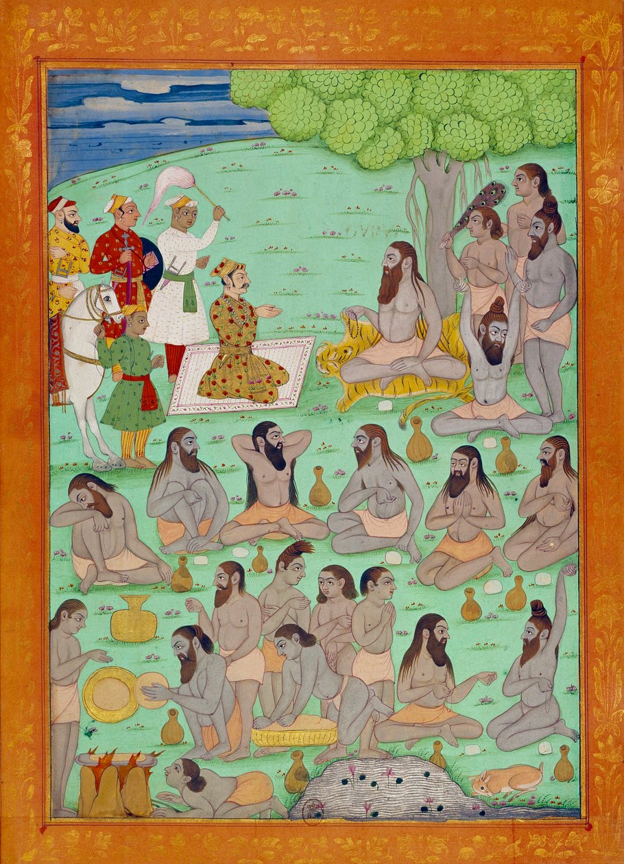 Suverene og guru-domstolen til Shah Alem. Indiske og persiske miniatyrer i "" History of India from Tamertante to Orangreyb"" av Niccolo Manucci (1638-1717). BN, Paris. av School Indian