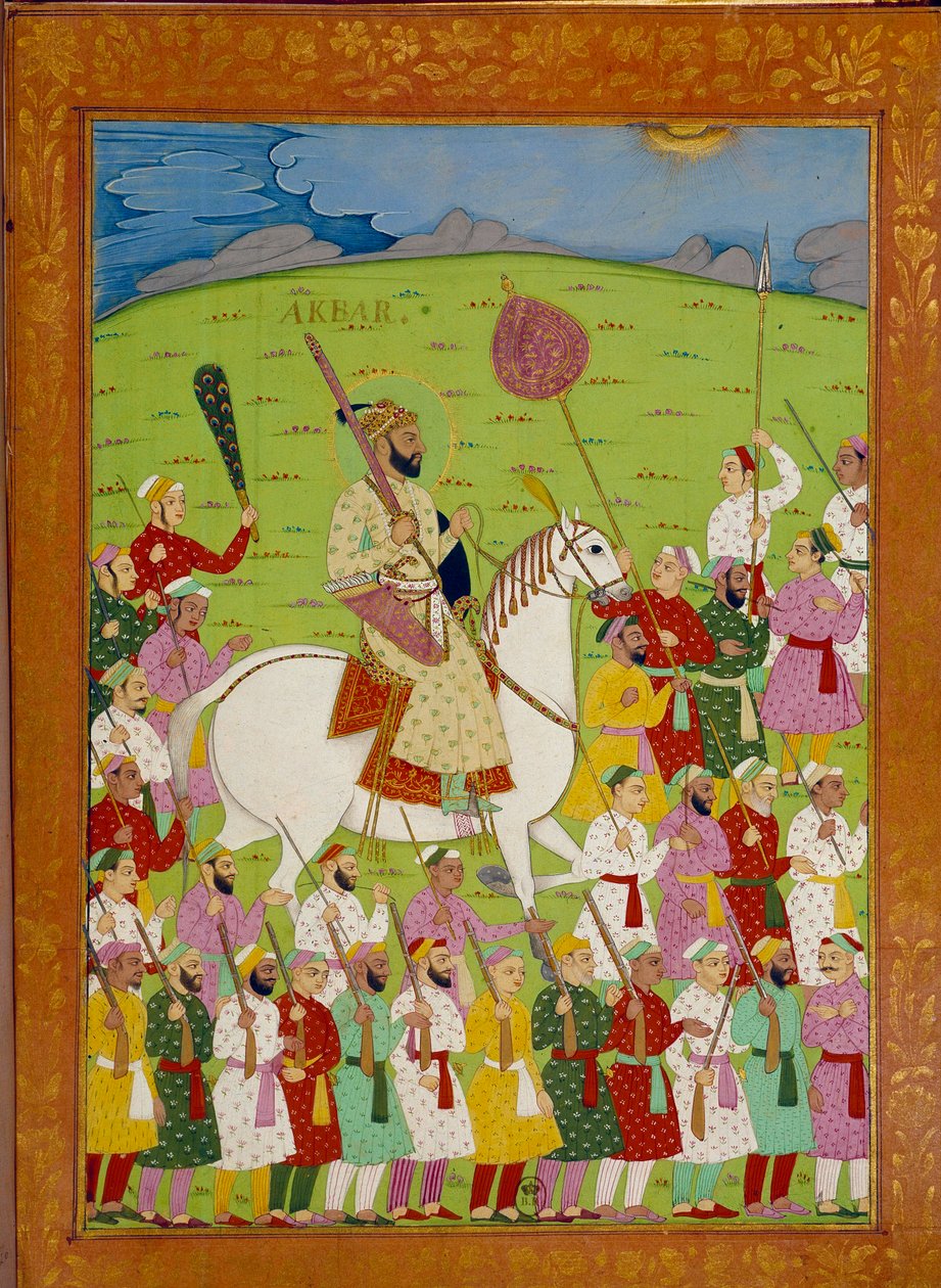 Sultan Akbar og domstolen til Shah Alem. Indiske og persiske miniatyrer i "" History of India from Tamertante to Orangreyb"" av Niccolo Manucci (1638-1717). BN, Paris. av School Indian