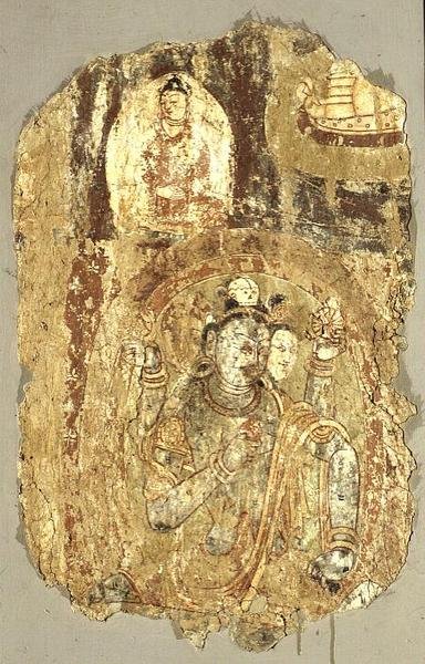 Trimurti Siva, Balawaste, 7.-8. århundre (veggmaleri) av School Indian