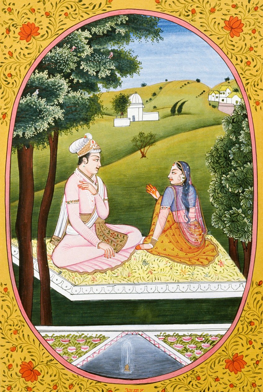 Årskalenderbilde og maleri for en hinduistisk måned Ash Ad, India av School Indian