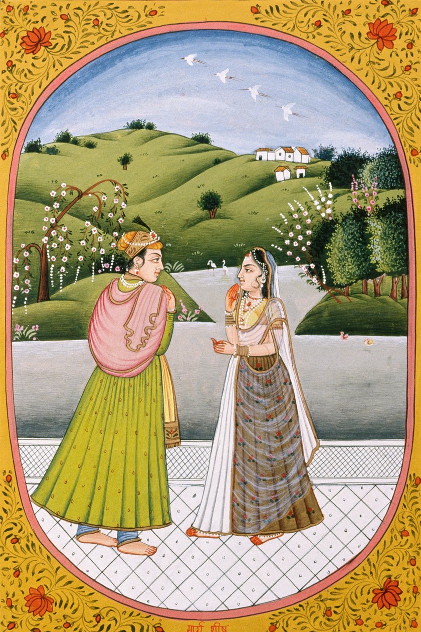 Årskalenderbilde og maleri for en hinduistisk måned Marshes, India av School Indian