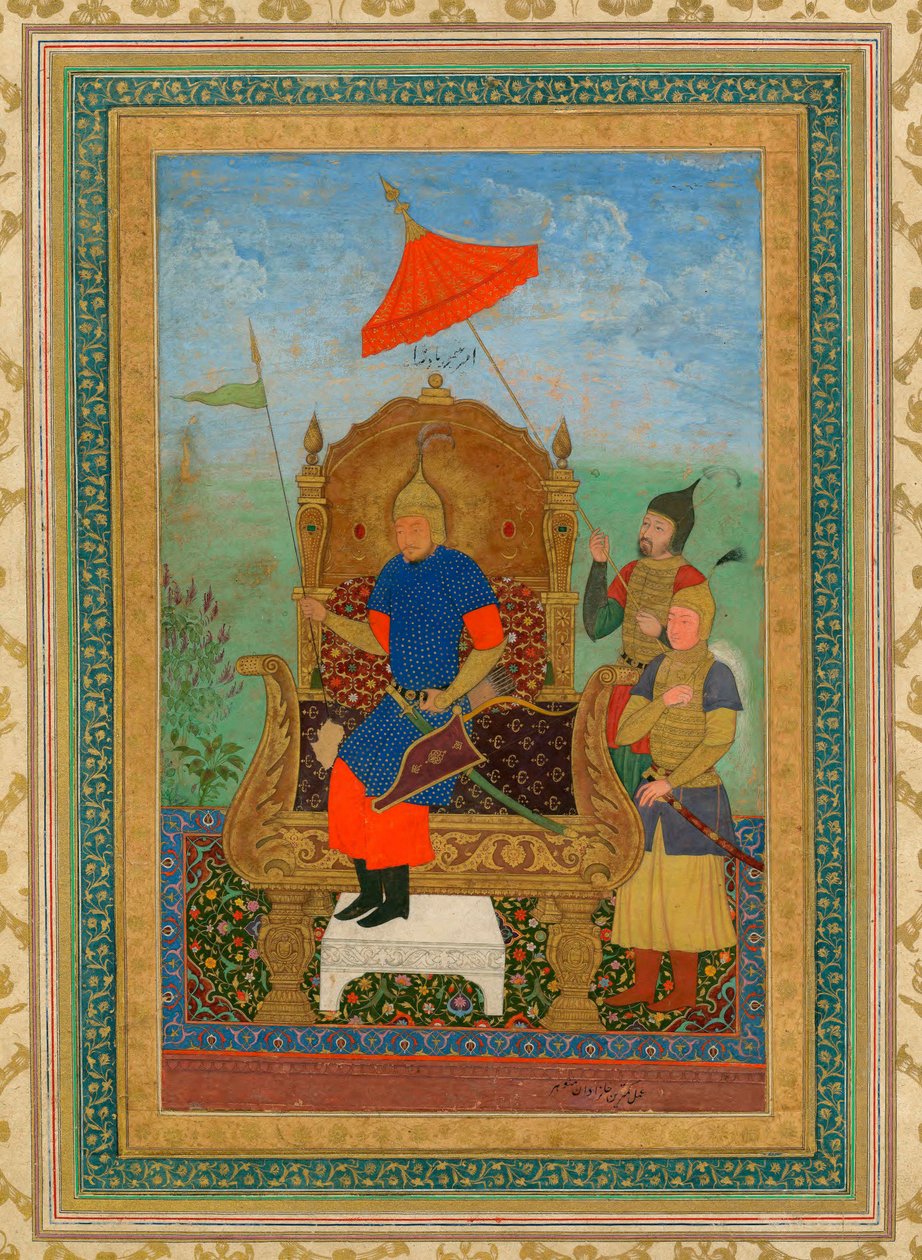 Portrait of Tamerlane (1336-1405) (eller Timur Lang, ""Timur the lame") - Timur Khan av Anonymous / Privat samling / ca 1625 / Iran / Gouache på papir / Portrett / 43,7x30,7 av School Iranian