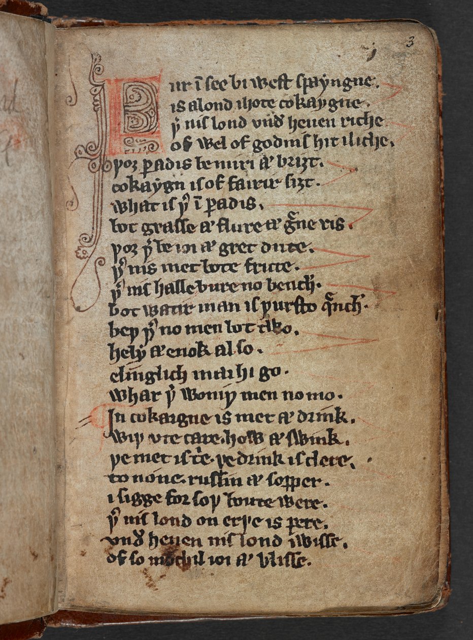 Harley MS 913, f.3r fra Kildare Poems eller Kildare Lyrics (vellum) av School Irish