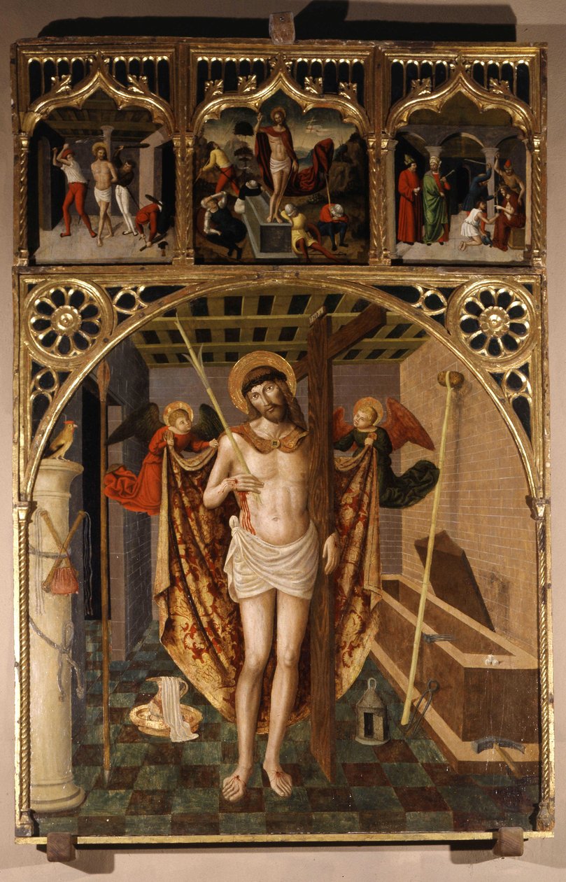 Kristus i martyren - Altertavle av skolen til Bréa, Saint Magdalene Church, Biot av School Italian
