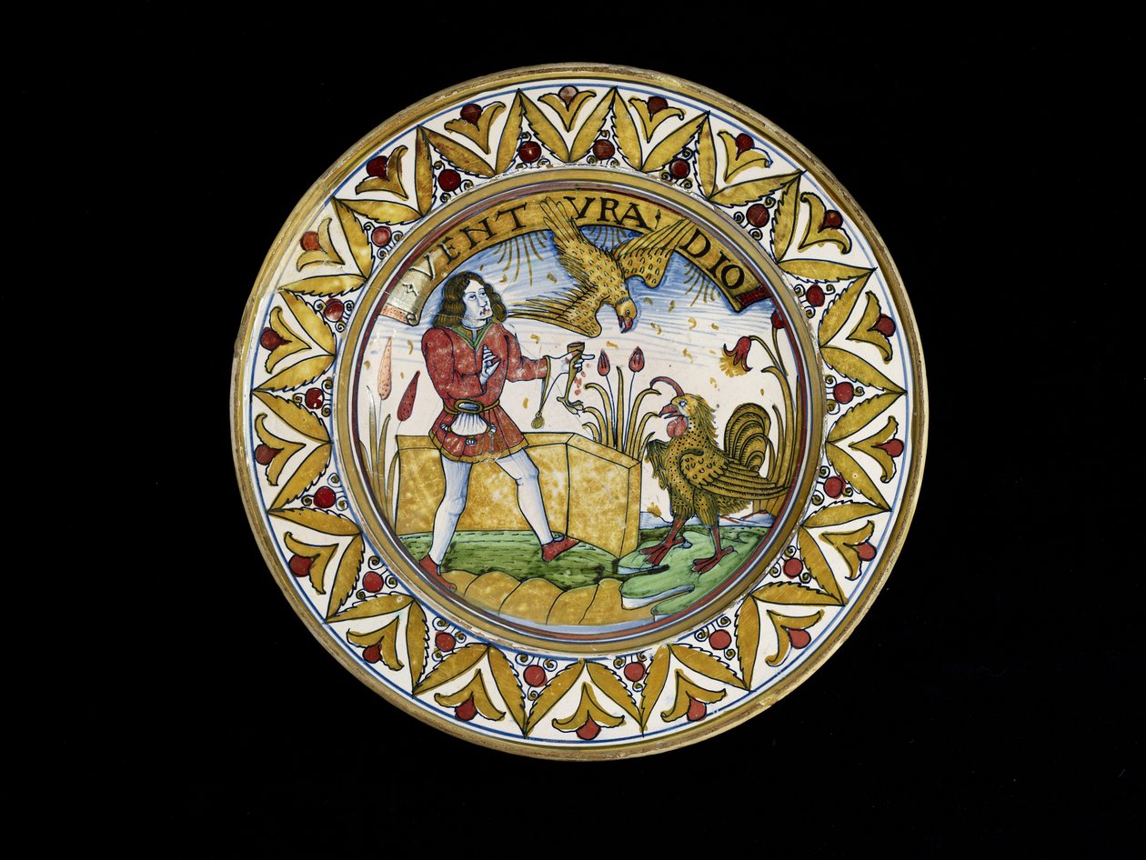 Rett med en scene fra Aesops Fables, sannsynligvis Deruta, ca. 1490-1510 (maiolica) av School Italian
