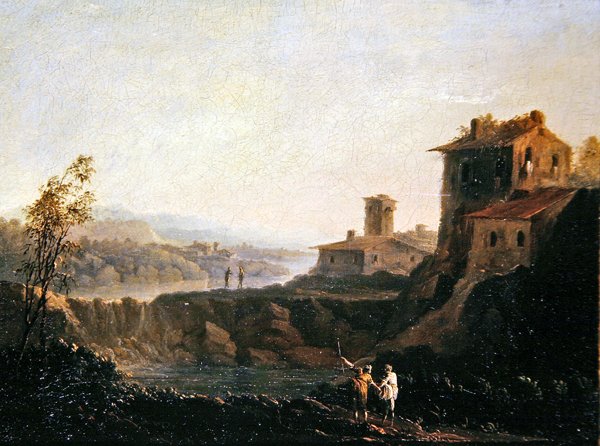 Landskap (olje på lerret) av School Italian