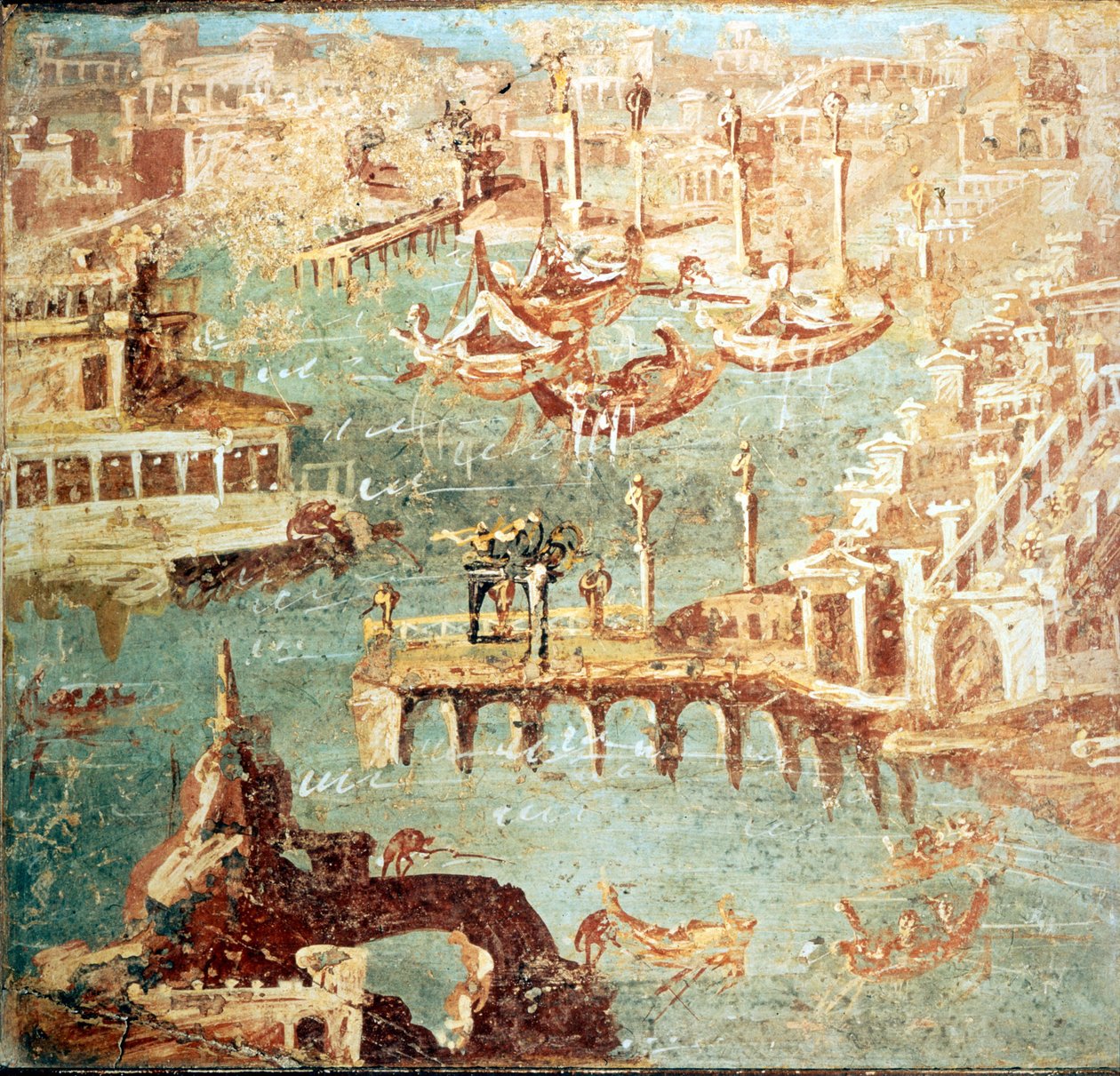 Port of Pozzuoli (Pozzuoli) nær Napoli. Museo Nazionale de Naples av School Italian